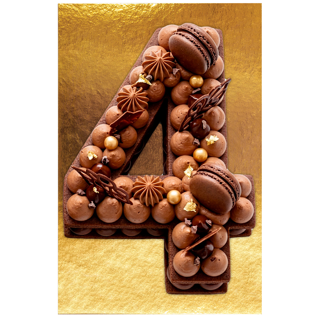 produits plaques or noir face 1 number cake